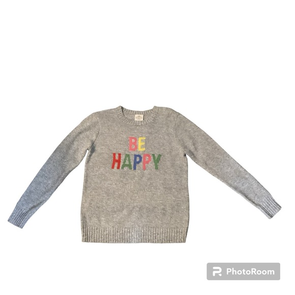 NWT St. John's Bay Womens Crew Neck Long Sleeve BE HAPPY Sweater, Medium, Gray - Picture 3 of 5